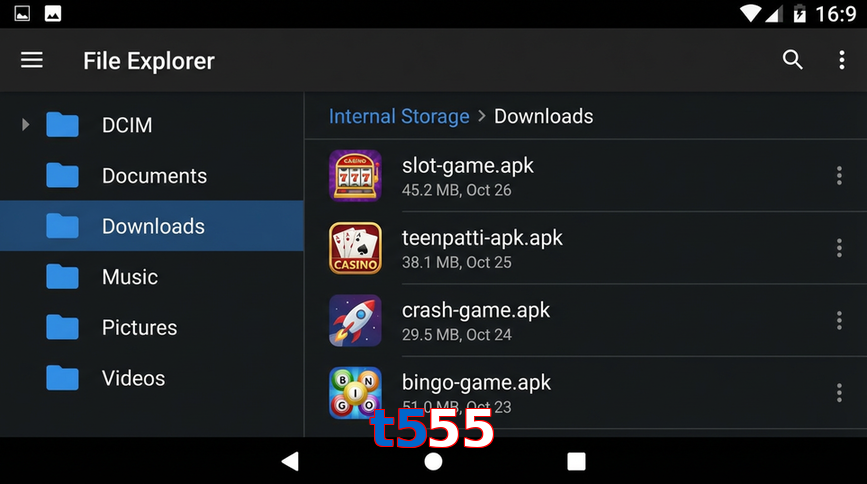 Main screen of T555 gameapk page for PK players
