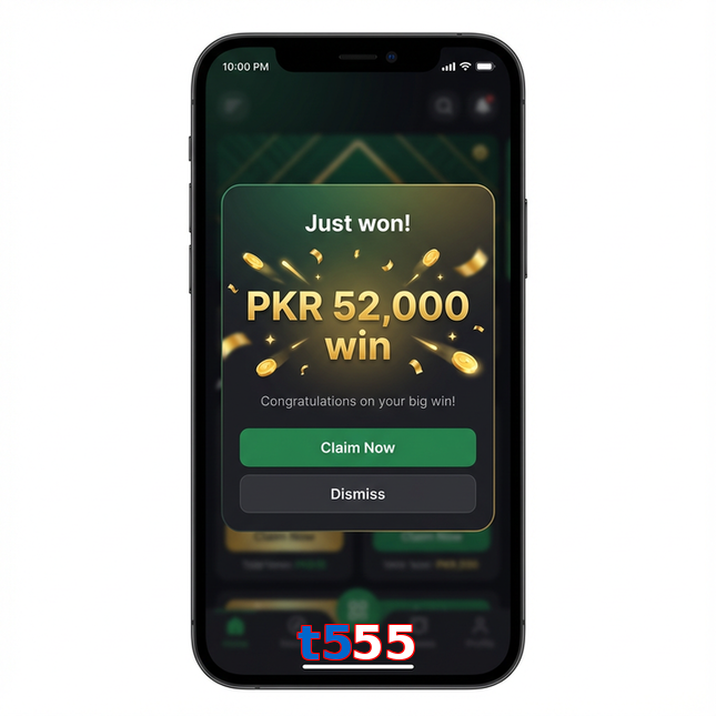 Main screen of T555 win page for PK players